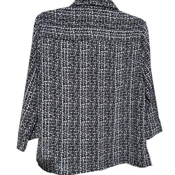 Donnkenny Blouse For Women Size Small Black And White 3/4 Sleeves Lightweight - Picture 3 of 11